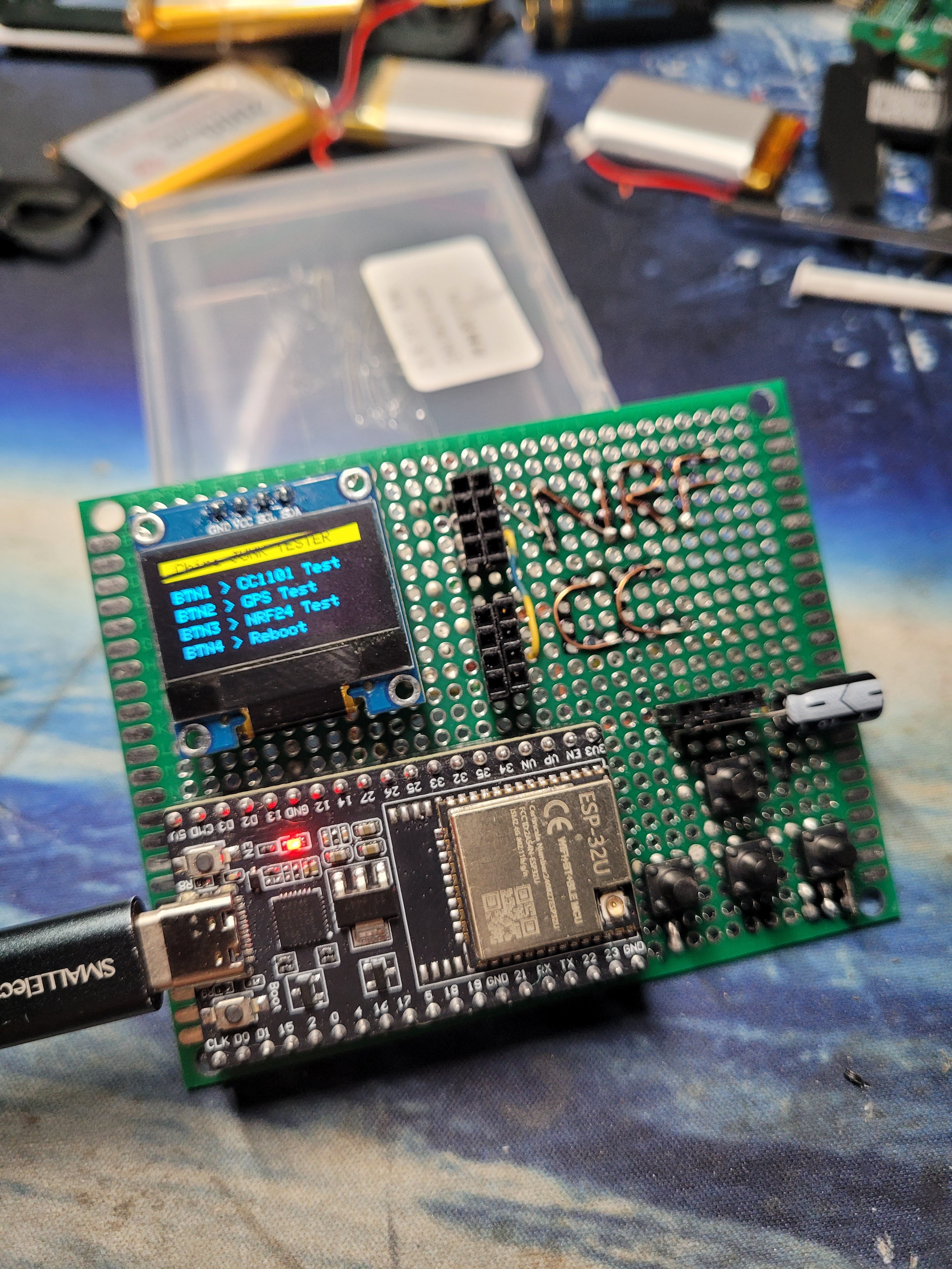 ESP32 Module Tester — NRF24 / CC1101 / GPS